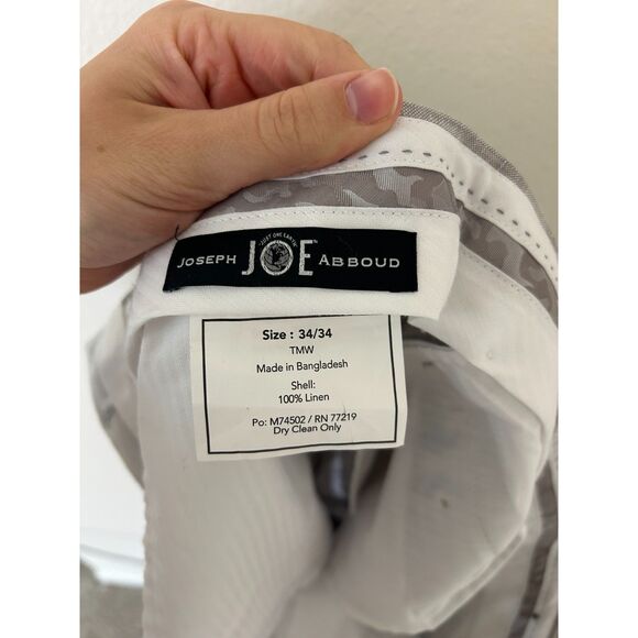 Joseph Abboud Men's 100% LINEN Dress Pants Slim Fit Size 34x34 light Grey NEW‎ - Picture 3 of 9